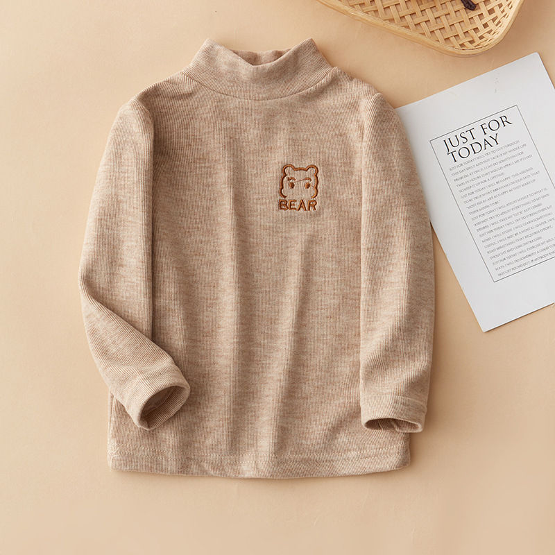 Thumbnail: Children's T-Shirts Bear Embroidery and Fleece Long Sleeve Base Shirt Girls Boys