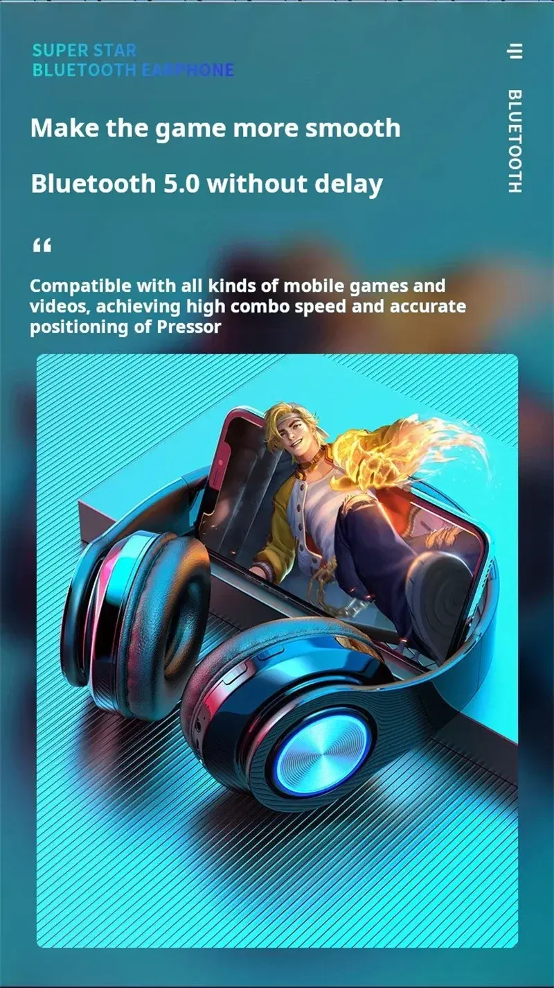 Thumbnail: Headsets Gamer Headphones Blutooth Surround Sound Stereo Wireless Earphone USB W