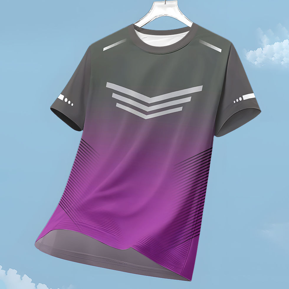 Thumbnail: Summer T-Shirts for Men Sports Solid Color Digital Print Ventilate Round Neck Sh