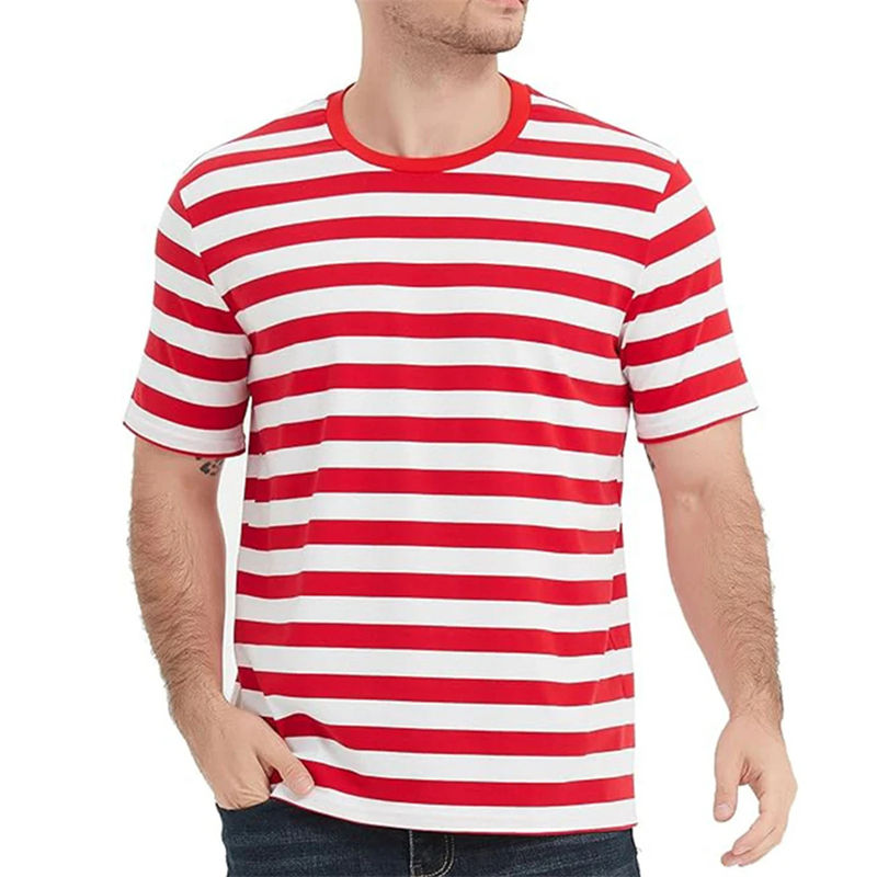 Thumbnail: Simple Pinstripe Graphic T Shirts For Men Summer Casual 3D Printed Short Sleeve 