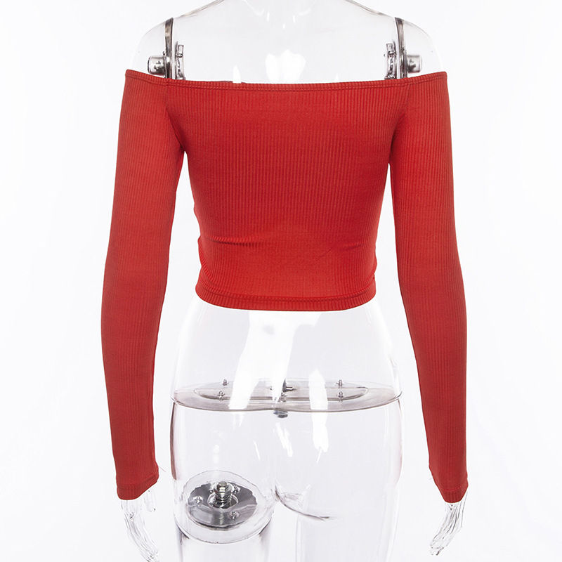 Thumbnail: Women T-shirts sexy and club fashion female T-shirt long sleeve off shoulder sol