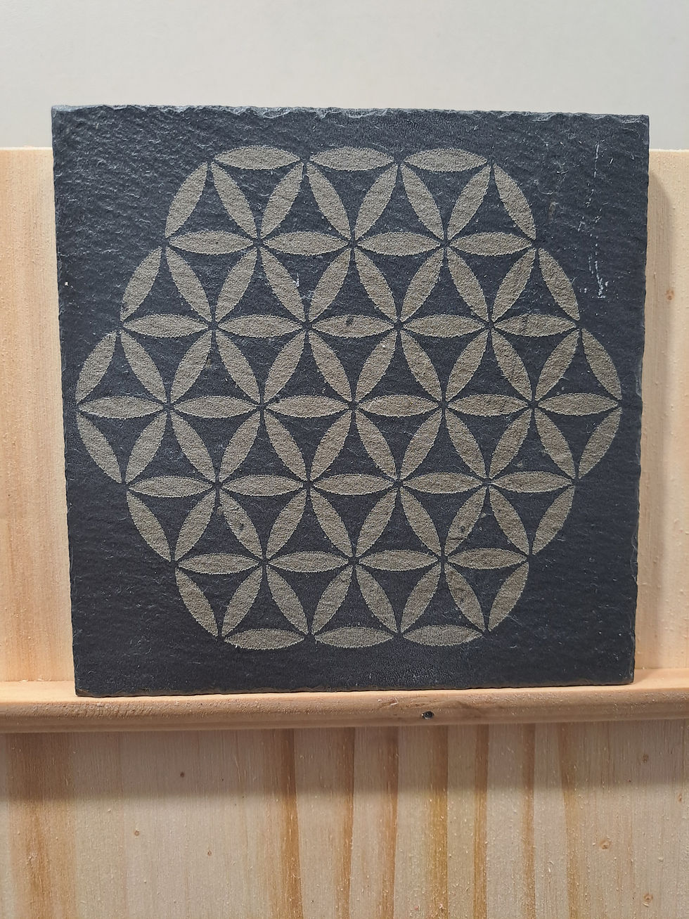 Miniature : sous verre avec tampons 10x10 cm finition vernis