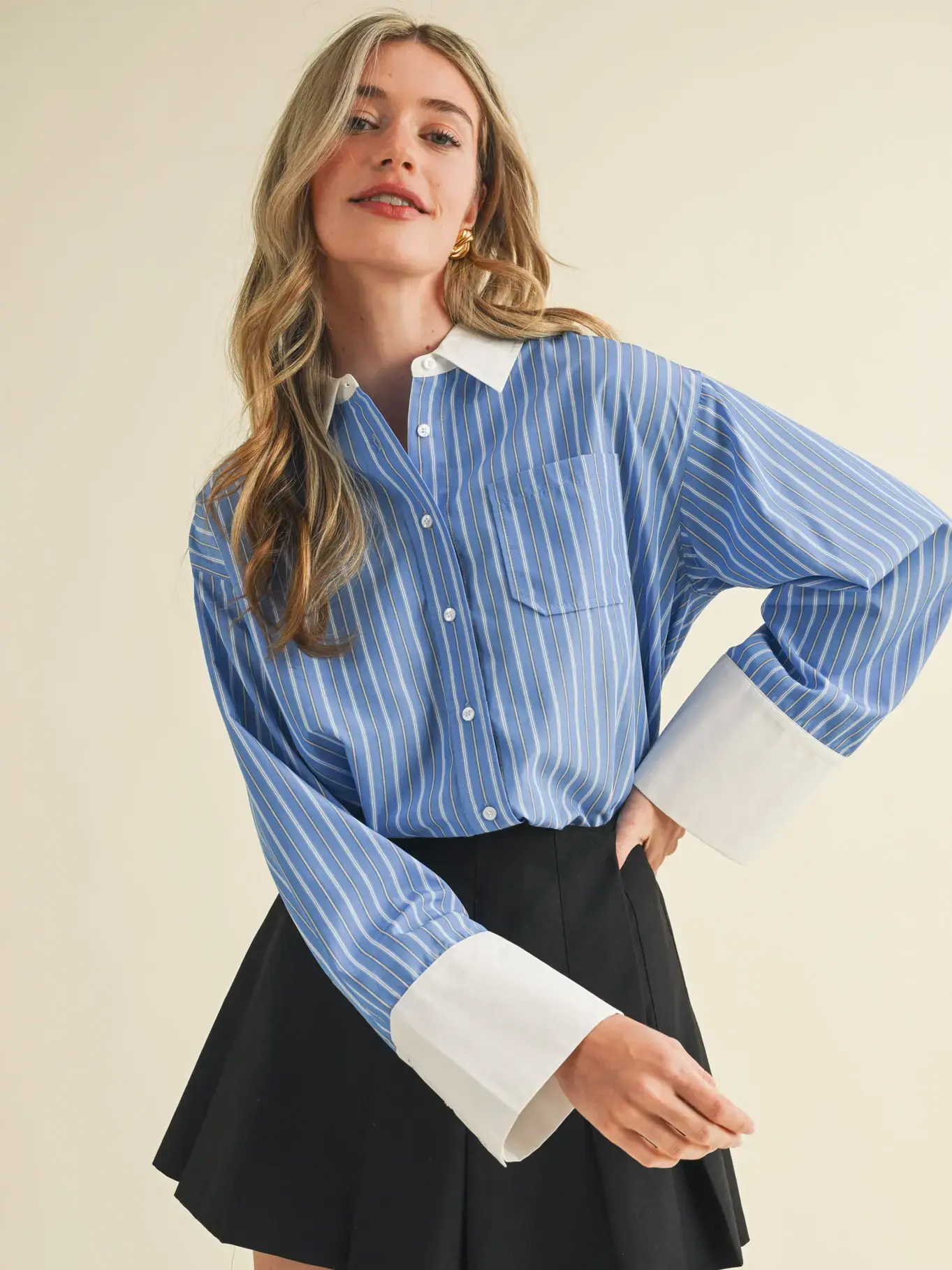 Eden Blue Cuff Shirt