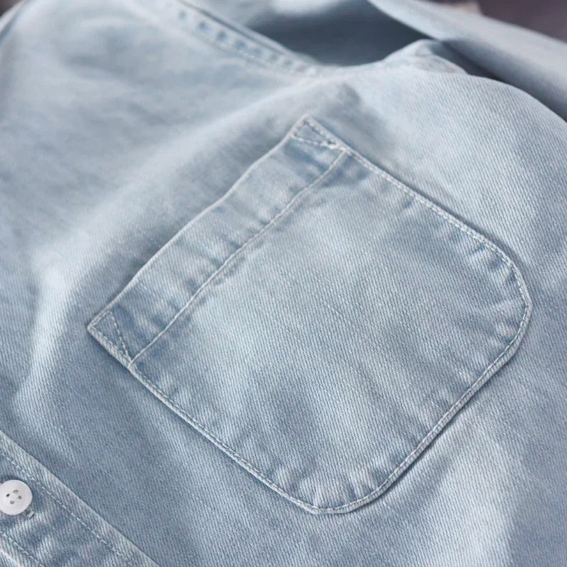 Thumbnail: Men’s 100% Cotton Long-Sleeve Casual Denim Shirt