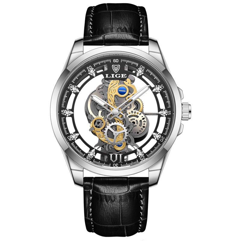 Thumbnail: Skeleton Mechanical Automatic Stainless Steel Watch
