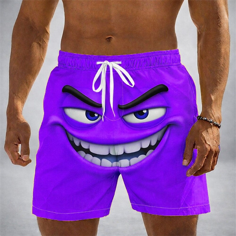 Thumbnail: 3D Expression Graphic Quick-Dry Swim Shorts