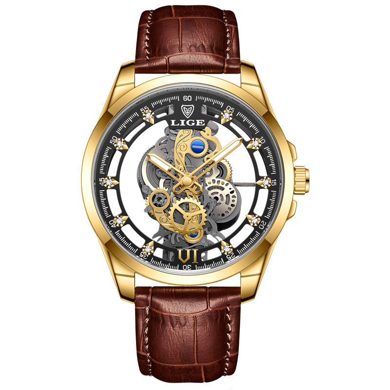 Thumbnail: Skeleton Mechanical Automatic Stainless Steel Watch
