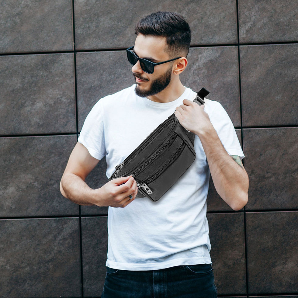 Thumbnail: Classic Leather-Look Multi-Pocket Bum Bag