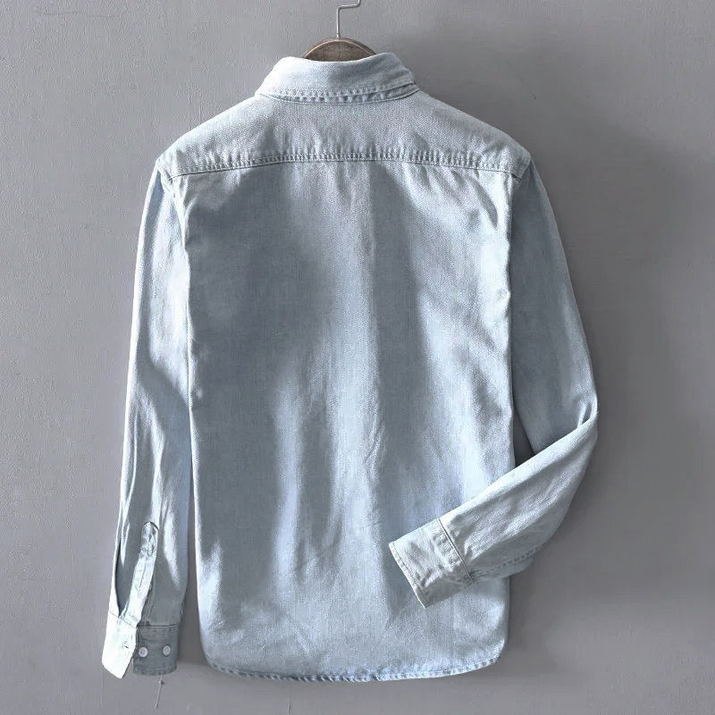 Thumbnail: Men’s 100% Cotton Long-Sleeve Casual Denim Shirt