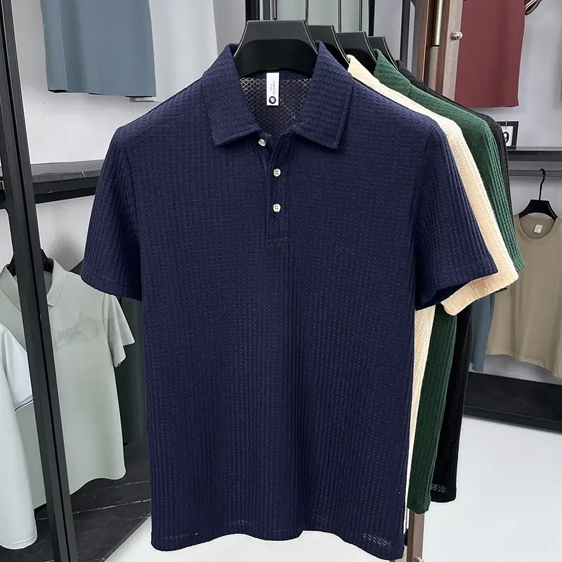 Thumbnail: Men’s Waffle-Knit Textured Short-Sleeve Polo Shirt
