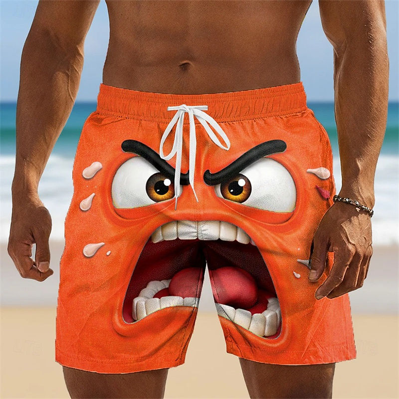 Thumbnail: 3D Expression Graphic Quick-Dry Swim Shorts