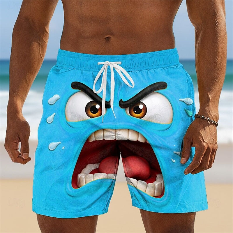 Thumbnail: 3D Expression Graphic Quick-Dry Swim Shorts