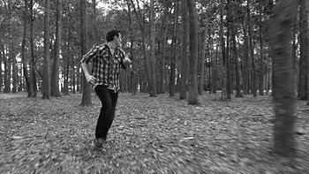 Man in fear running away from something