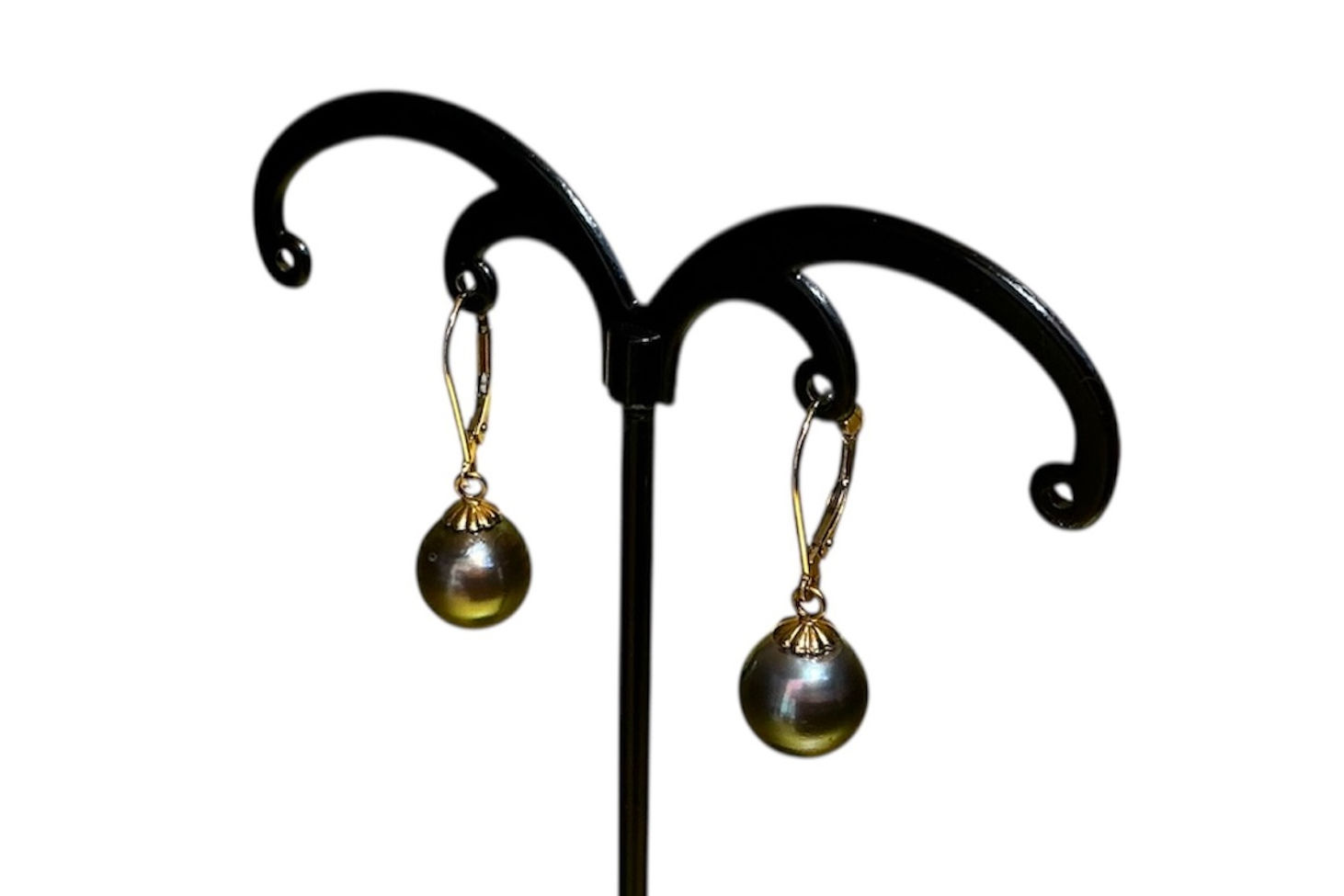 Black Tahitian Pearls on Lever Backs
