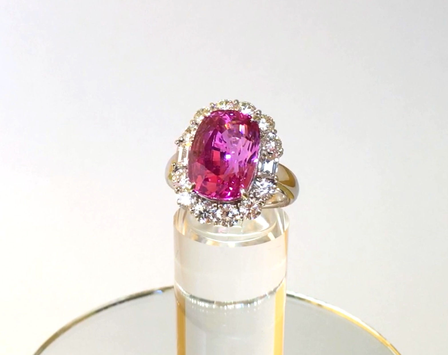 10 Carat Pink Sapphire Diamond Ring