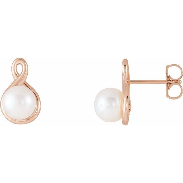 Thumbnail: 14K Gold Freshwater Pearl Infinity stud earrings
