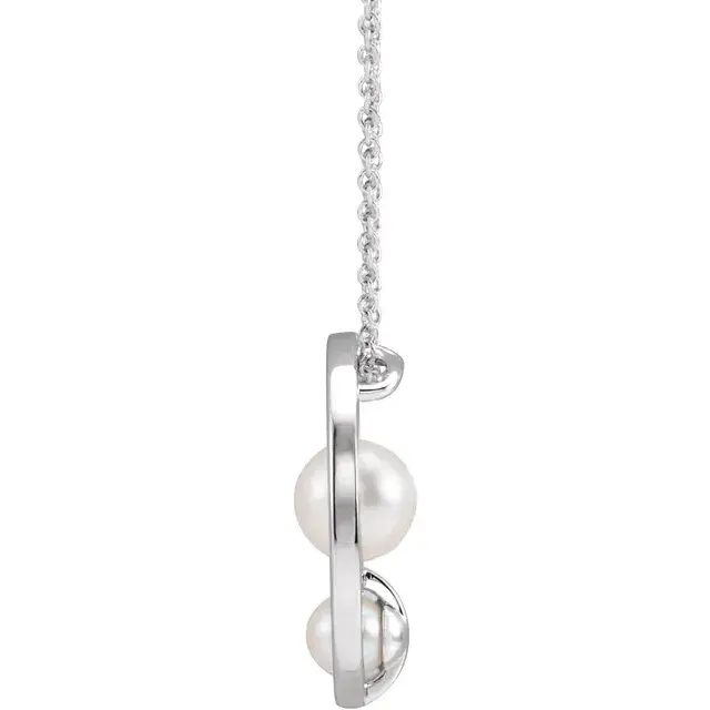 Thumbnail: 14KYG /WG White Akoya double pearl pendant necklace