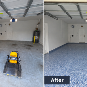 Before and after epoxy garage floor coating in West Palm Beach, FL