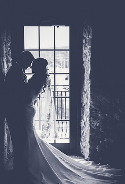 Romantic wedding couple walking down the aisle for video editing