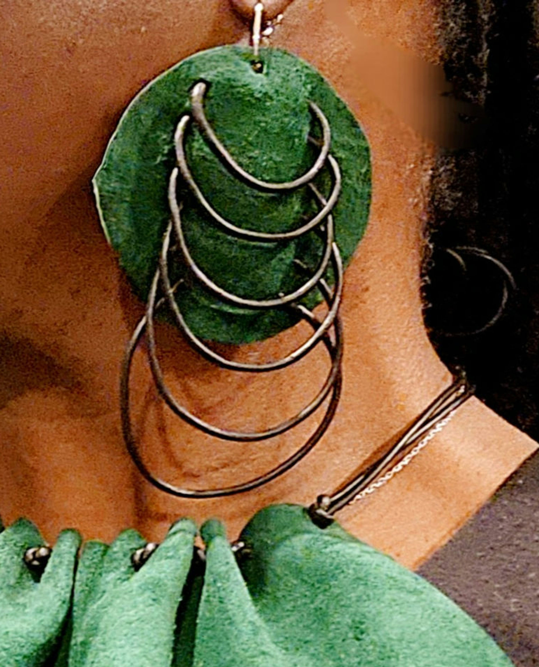 Green Suede Leather Earring