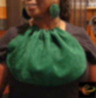 Green Suede Leather Bib Necklace