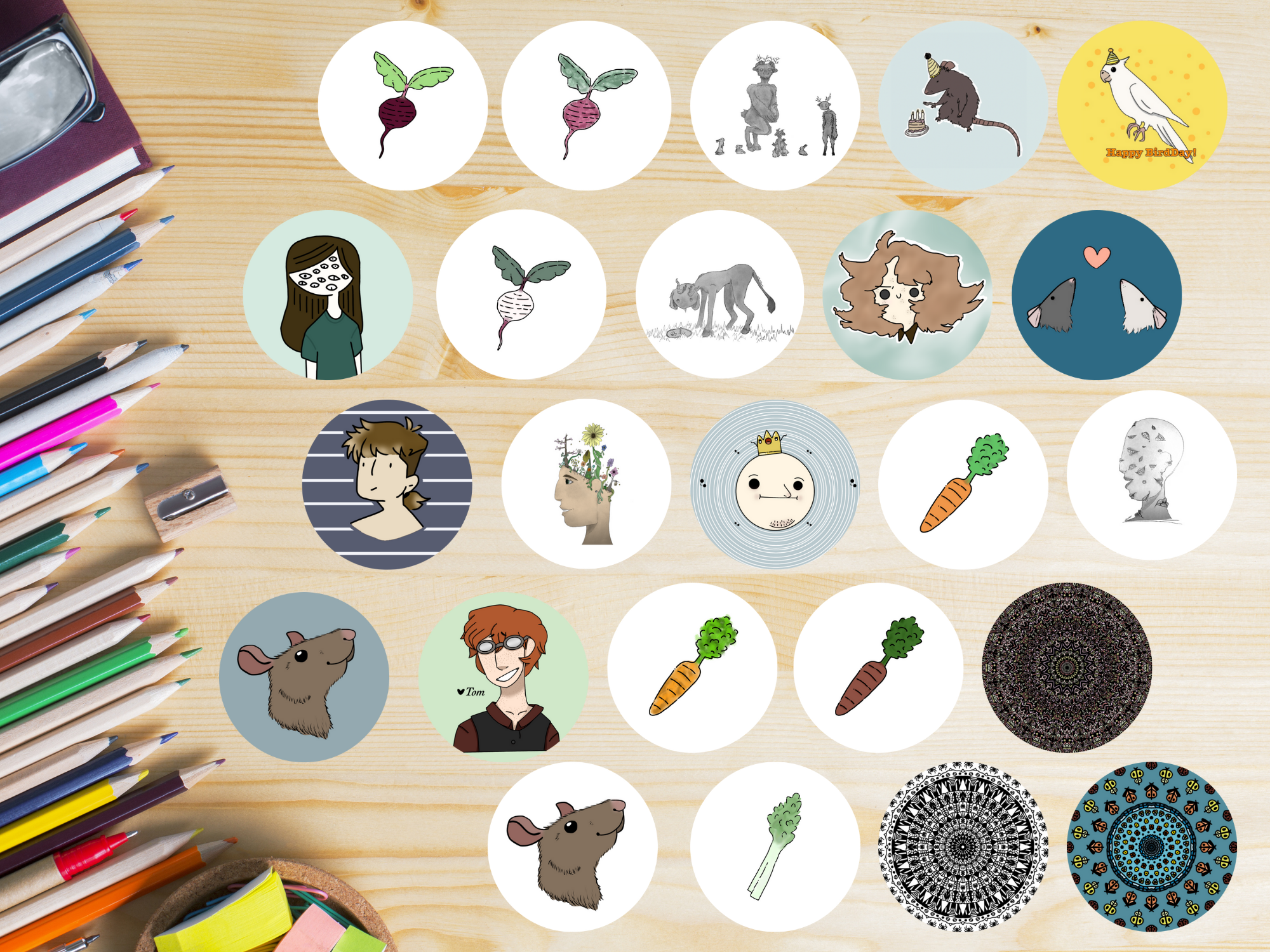 Your Choice of Sticker Sheet | Original Drawings | 30 Stickers