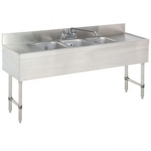 Prepline PBAR3B60-LR 60" Stainless Steel Three Compartment Bar Sink