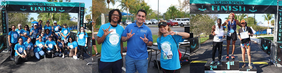 An array of images from the 2024 CHC Friendship 5K featuring CHC staff and the winning runners