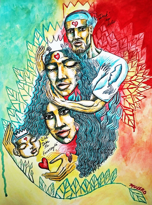 Title: Dak Ro Bibi (Taíno: "I Love Mother")
Medium: Mixed Media on Paper, 2026