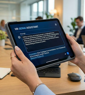 Generative AI for HR Professionals - HR uses tablet to create prompts