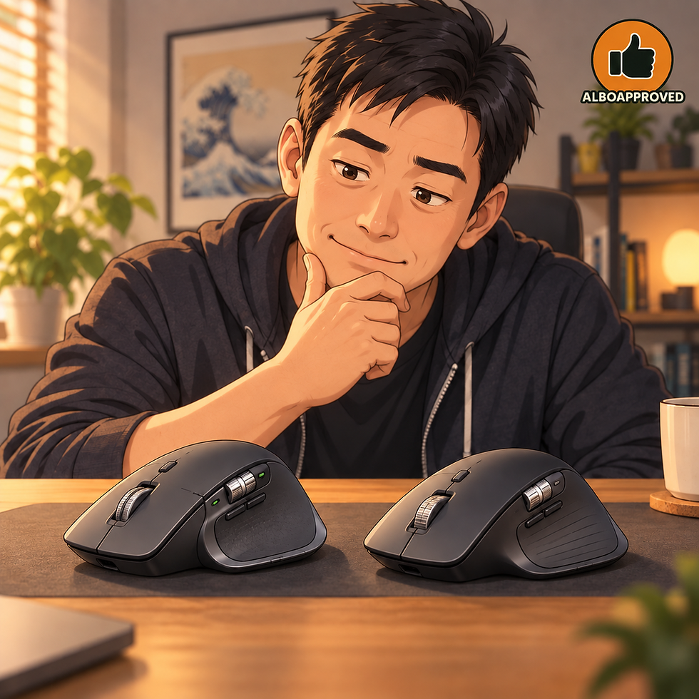 Logitech MX Master 4 vs MX Master 3S comparison at an AlboApproved desk
