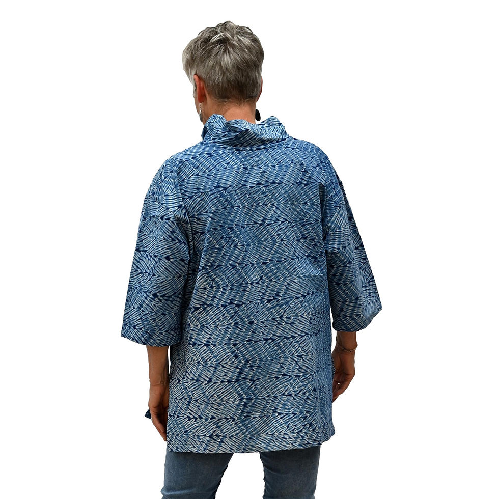 Thumbnail: Indigo tie-dye top, shibori, bamboo