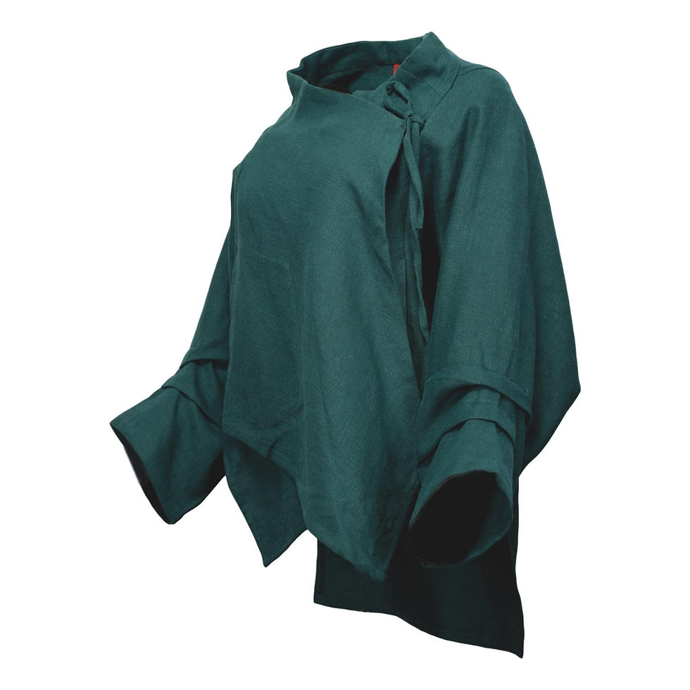 Thumbnail: Tie-top cardie, teal, in nettle
