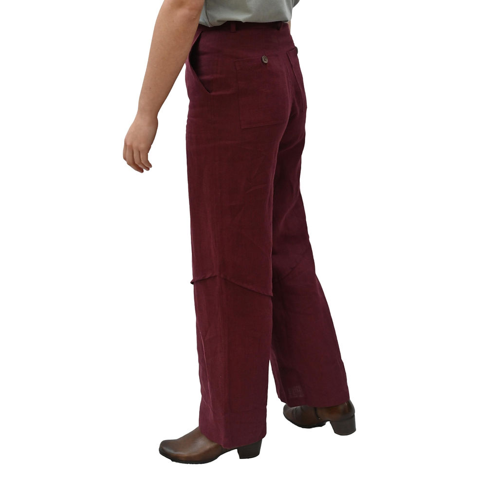 Thumbnail: Trouser, maroon , in pure hemp