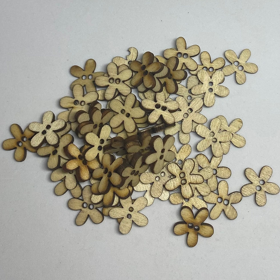 Plywood button, flower, 15mm