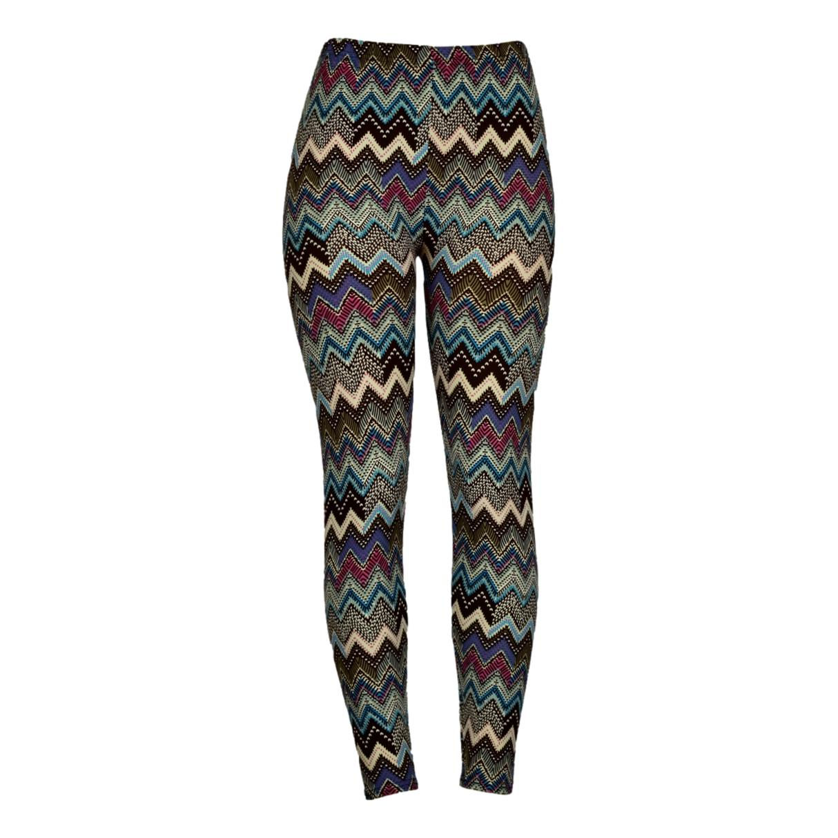 stretch trousers zigzag pattern cream mauve blue