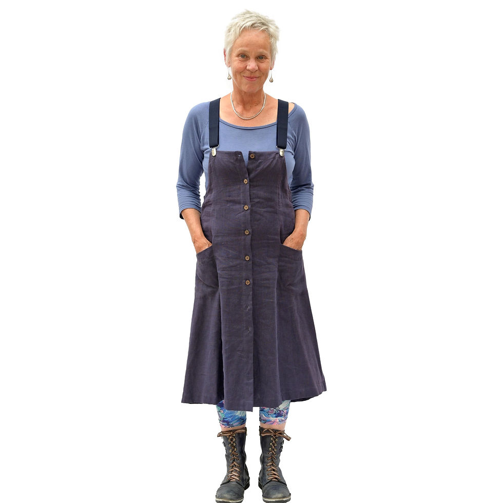 Thumbnail: Pinafore dress, deep mauve, in nettle