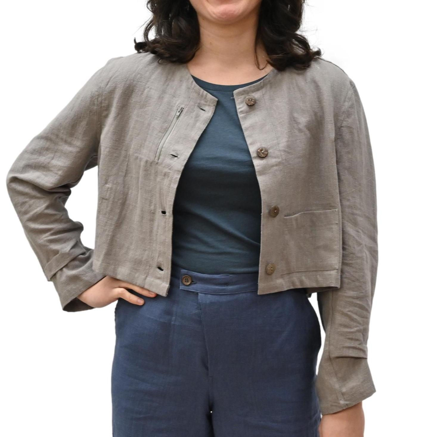 Bolero jacket, light grey, in nettle