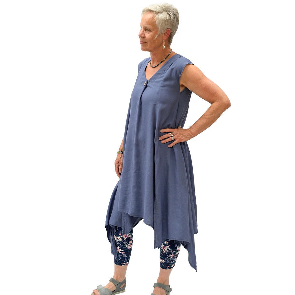 Thumbnail: Flared dress, midnight blue,  in nettle blend