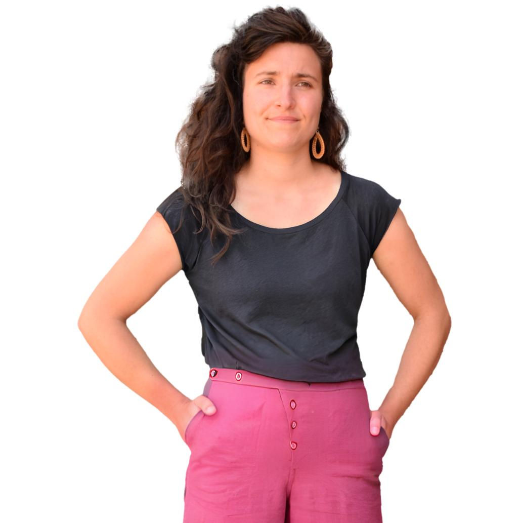 Cap sleeve T-shirt, charcoal, bamboo