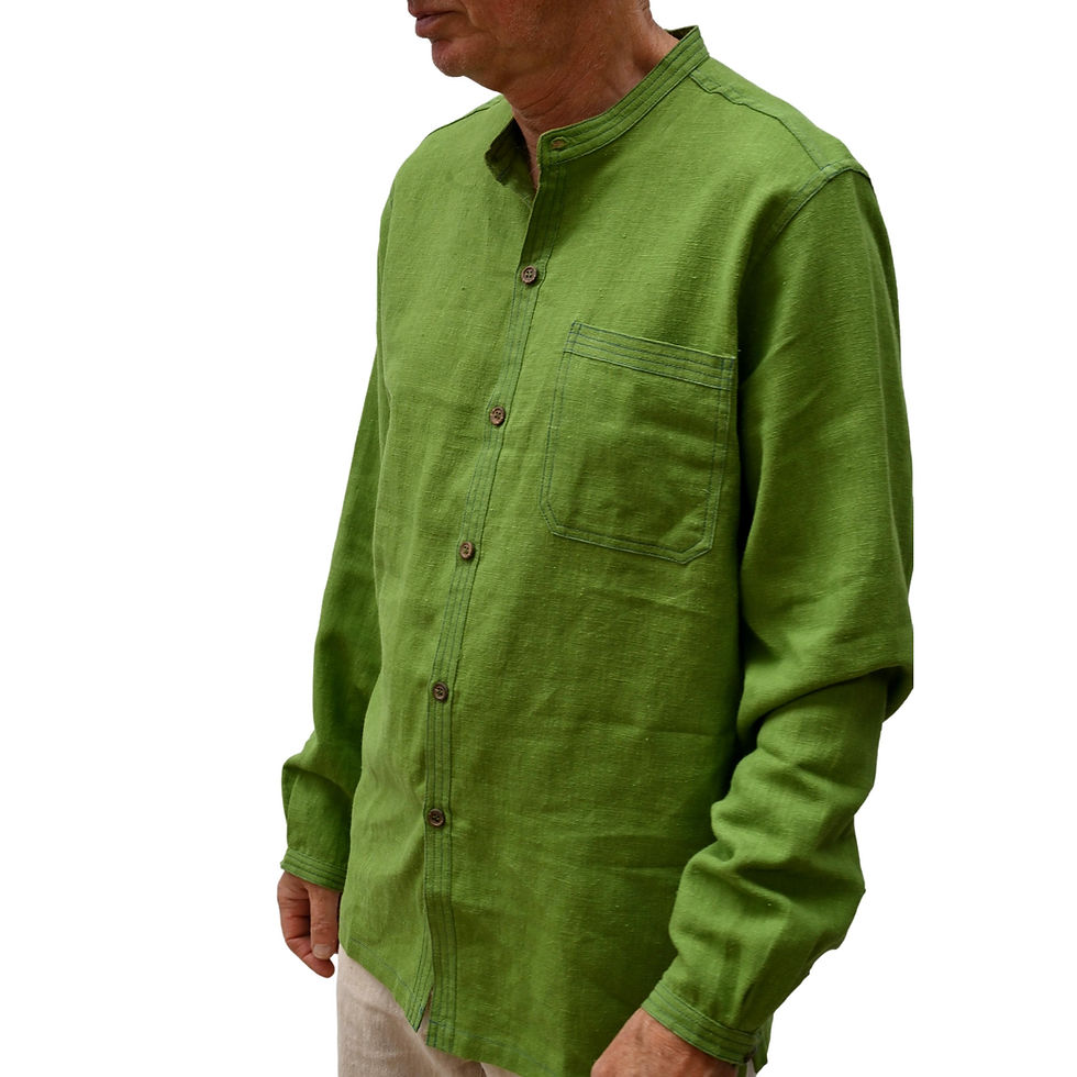 Thumbnail: Detailed stand up collar shirt, lime, in nettle