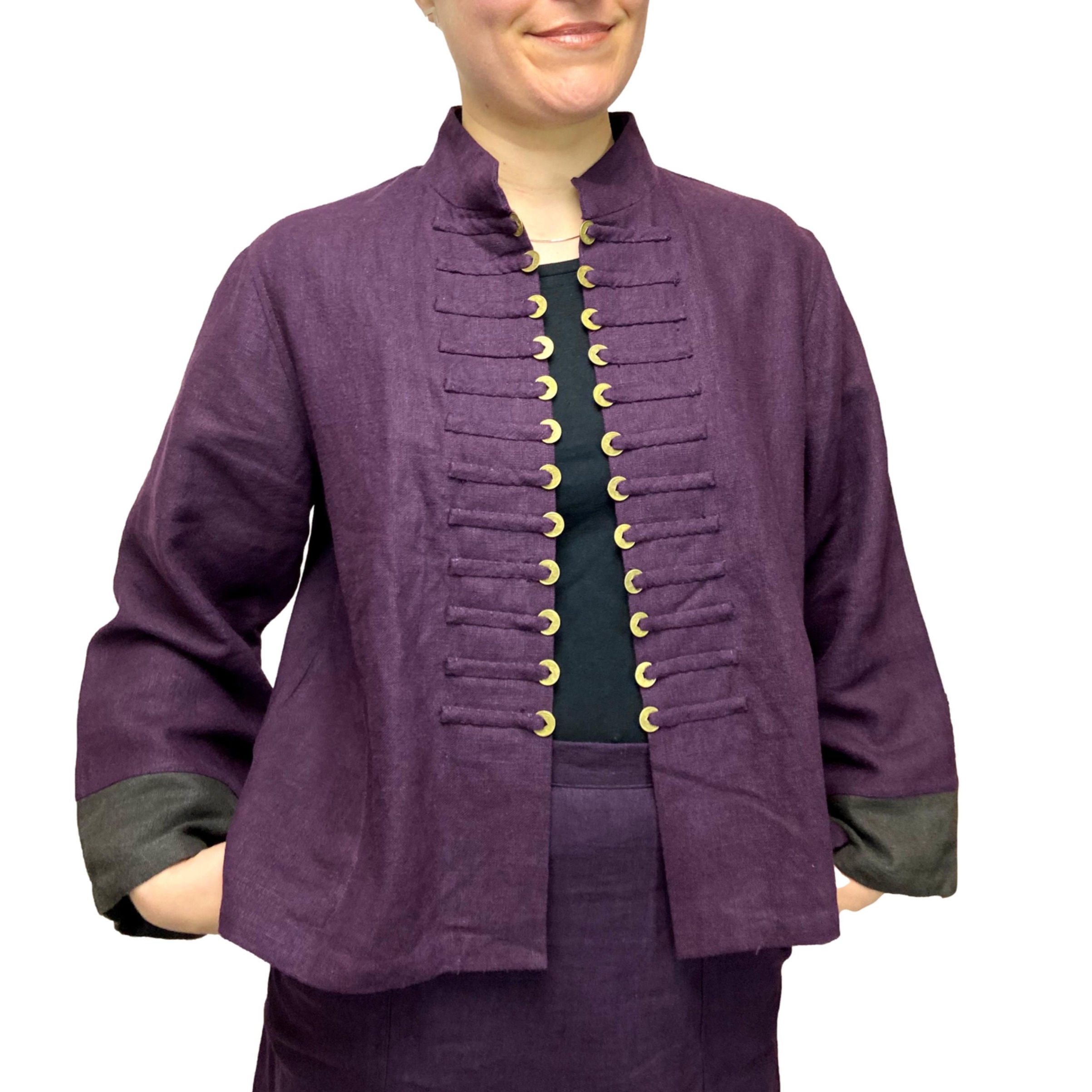 Sergeant Pepper short jacket, aubergine, in nettle