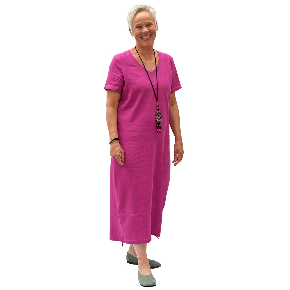 Thumbnail: v-neck dress in nettle, magenta