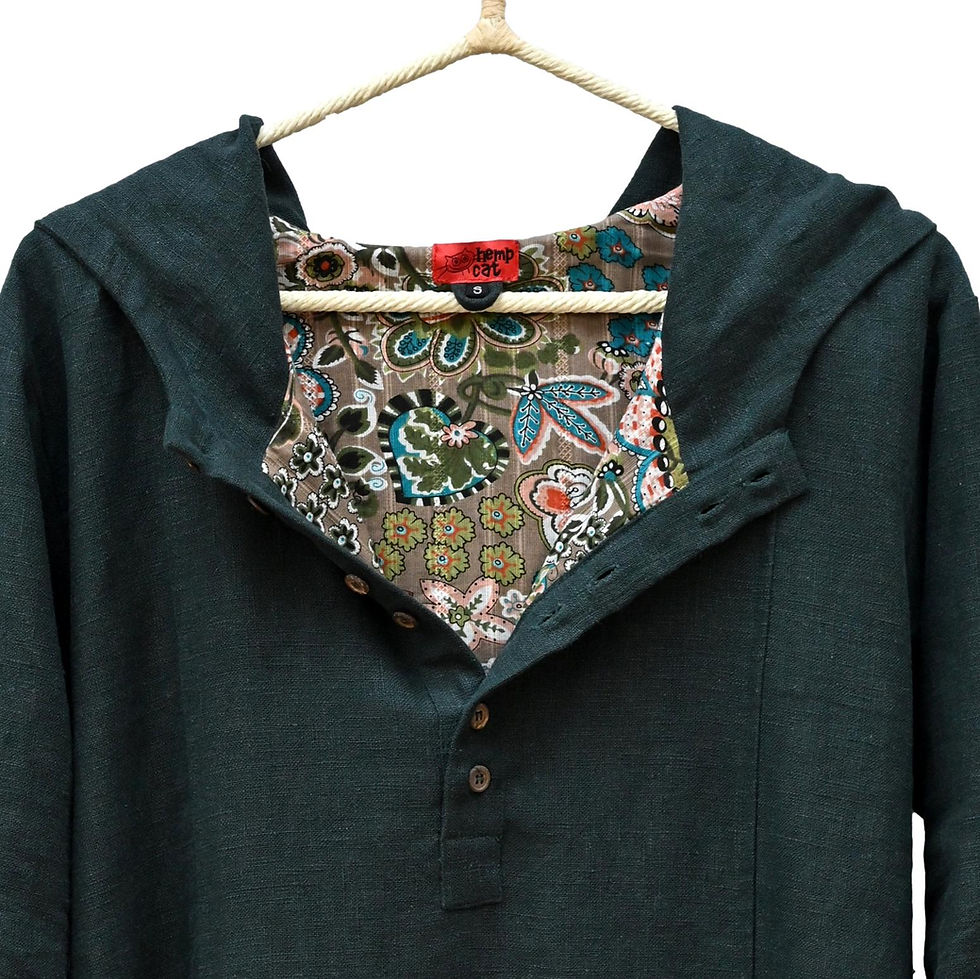 Thumbnail: Hooded jacket, dark forest, in nettle with cotton lining