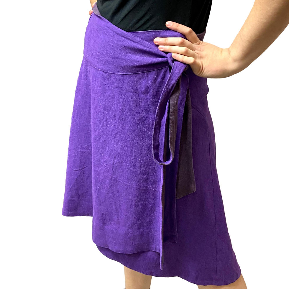 Thumbnail: Long wrap around skirt, purple, in nettle
