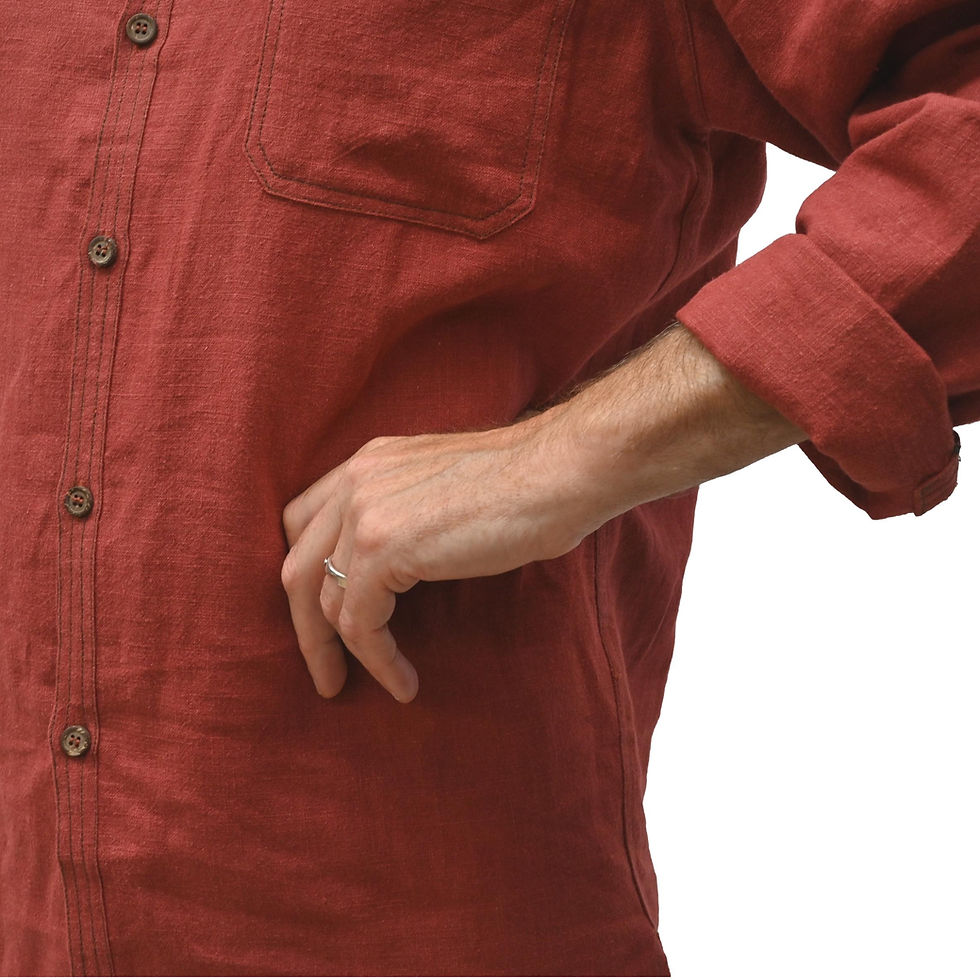 Thumbnail: Detailed stand up collar shirt, dark salmon, in nettle 