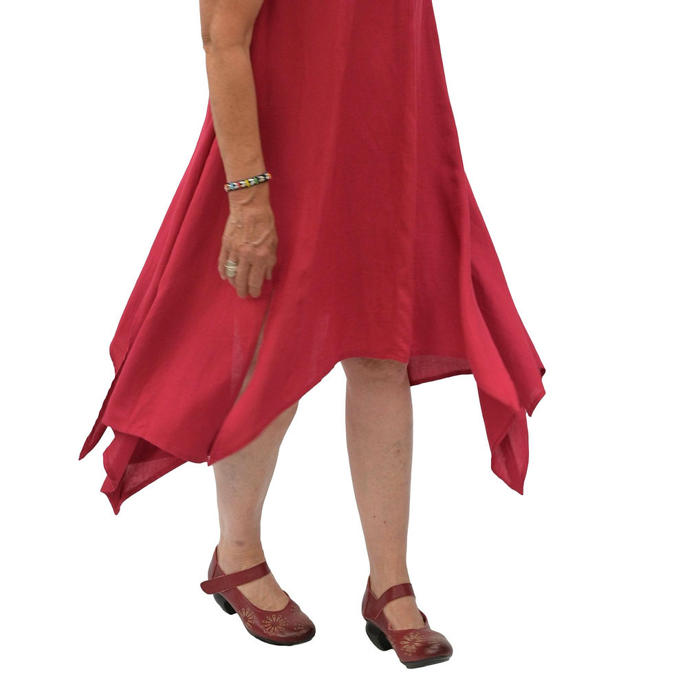 Thumbnail: Flared dress, coral red,  in nettle blend