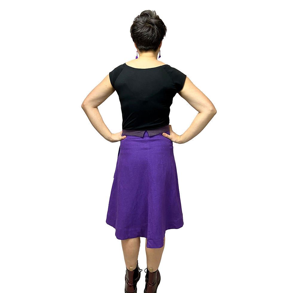 Thumbnail: Long wrap around skirt, purple, in nettle