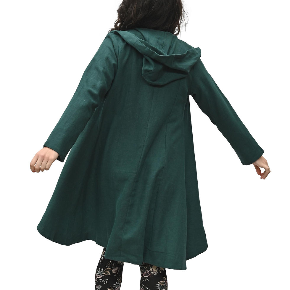Thumbnail: Long coat, lined, teal, in nettle