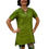 Thumbnail: Checkered short sleeve tunic, Lime, in nettle